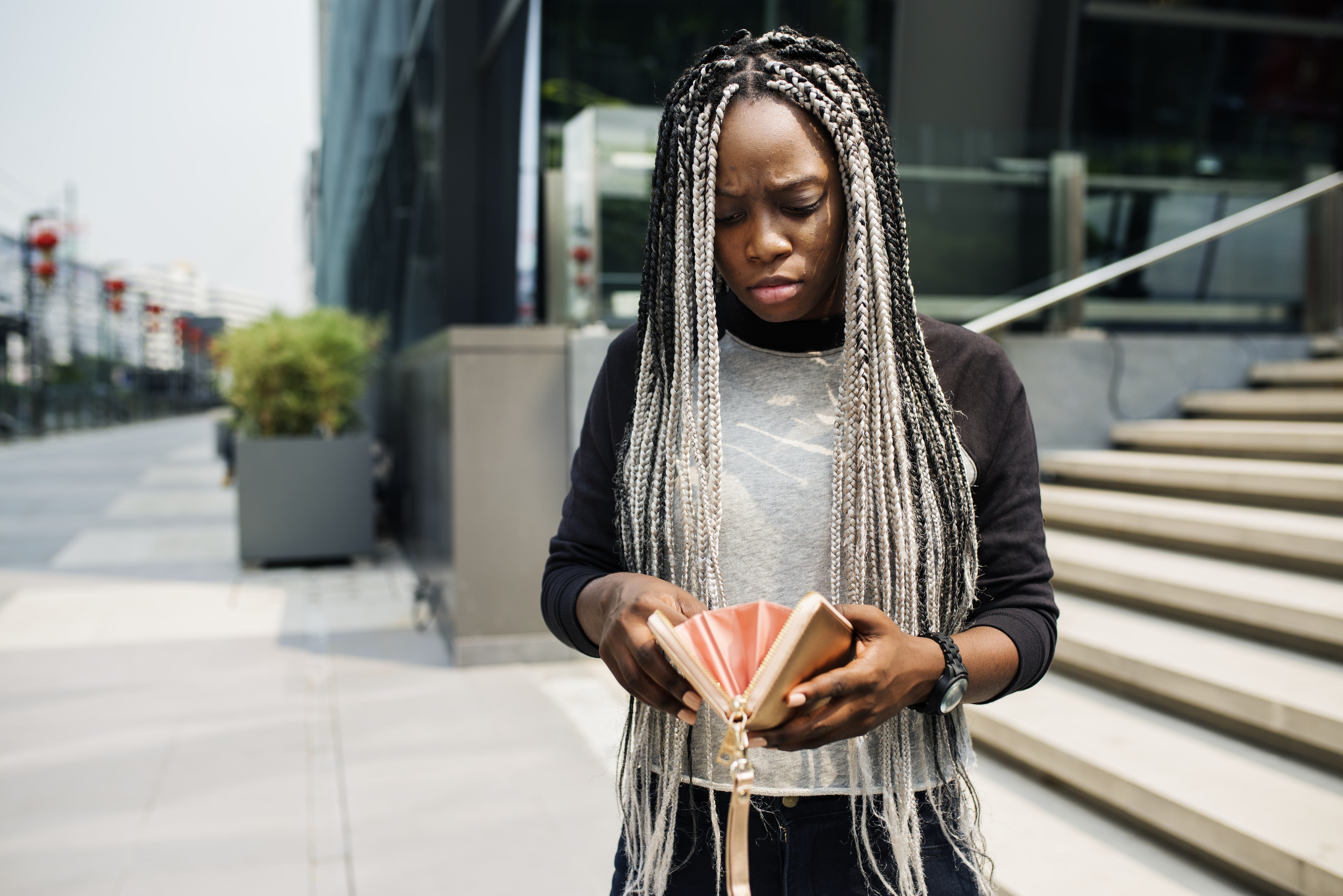 African Descent Checking Her Wallet P6UTES5 Min